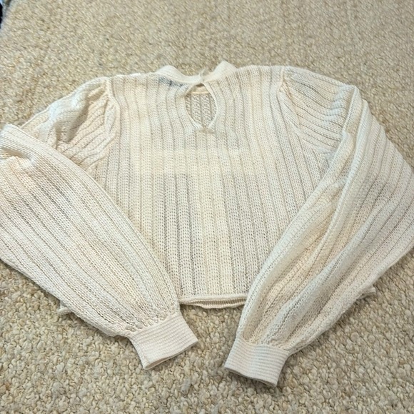 Zara Boho Long Sleeve Top size small off white - Picture 4 of 8